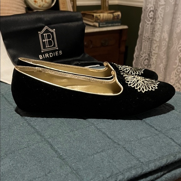 Birdies Goldfinch Black Velvet Flats - Picture 3 of 8